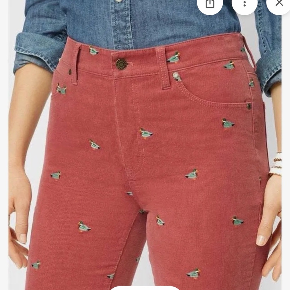 Talbots Nantucket red thin Corduroy Pants with Duck Embroidery